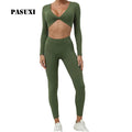 PASUXI 2025 New Design Women's 2 Piece Long Sleeve Yoga Set Activewear Pilates Gym Fitness Workout Clothes