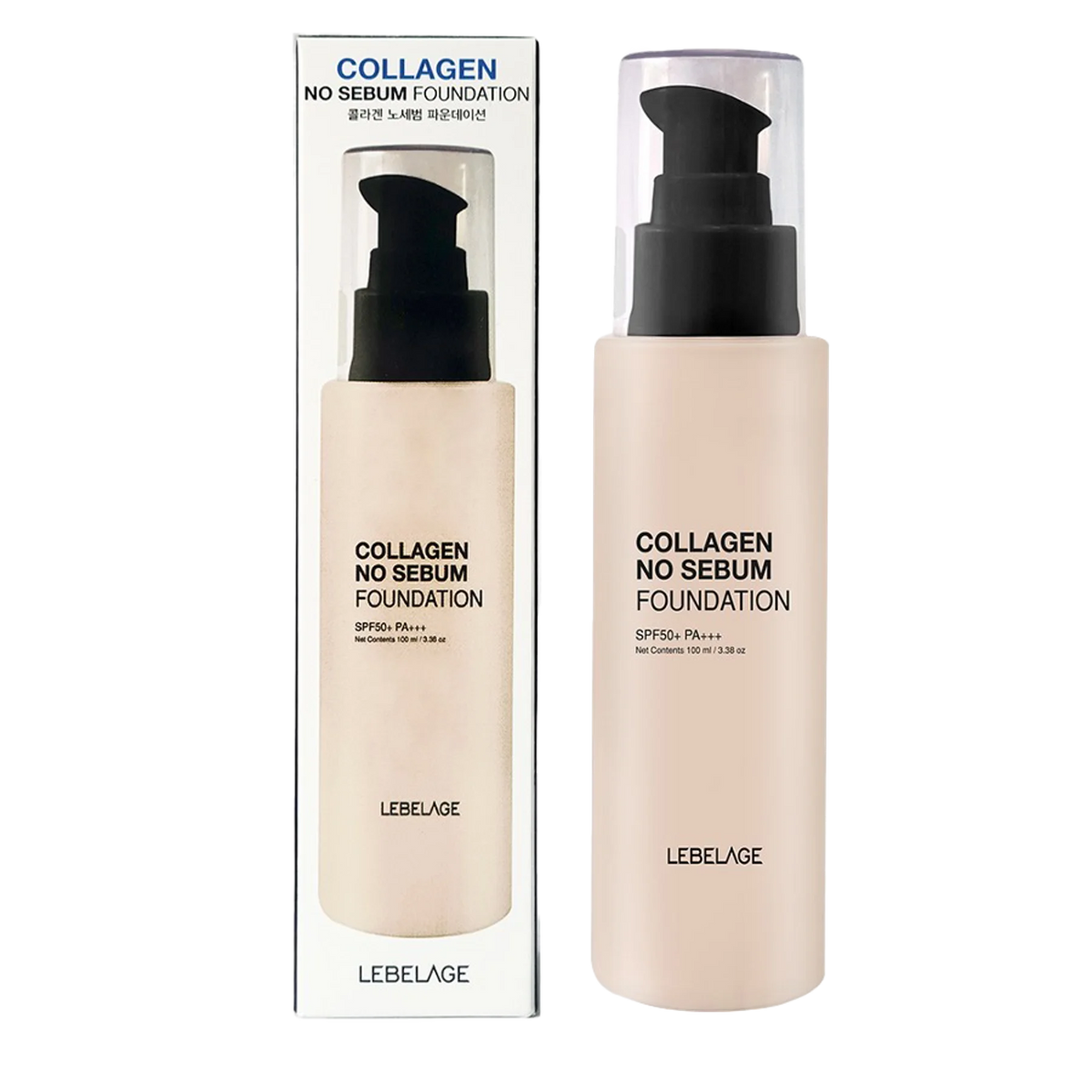 LEBELAGE No Sebum Liquid Foundation No. 13 Light Beige Collagen Moisturizer Anti-Wrinkle Brightening Matte Effects Herbal MegaBDM