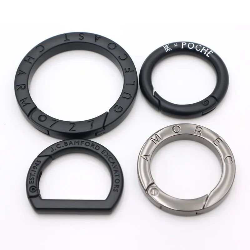 Professional Metal Spring O-Ring Supplier | Gunmetal Matte Black Custom Logo Round Flat Enamel Spring O-Ring Carabiner