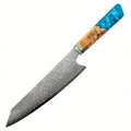 KEENHOPE Japanese Professional Damascus Steel Chef Knife VG10 8 Inch Kitchen Kiritsuke Knives Octagonal Maple Burl Resin Handle