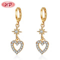 BIG SALE Fashion Accessories Wholesale Cubic Zirconia Cz Heart Earrings Dangle Hugguie Drop Earing for Girls Women Ladies