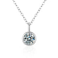 XMZ086  S925 Sterling Silver Halo Pendant Necklace With Sparkle Cubic Zirconia Diamond Women Luxury Elegant Neck Jewelry