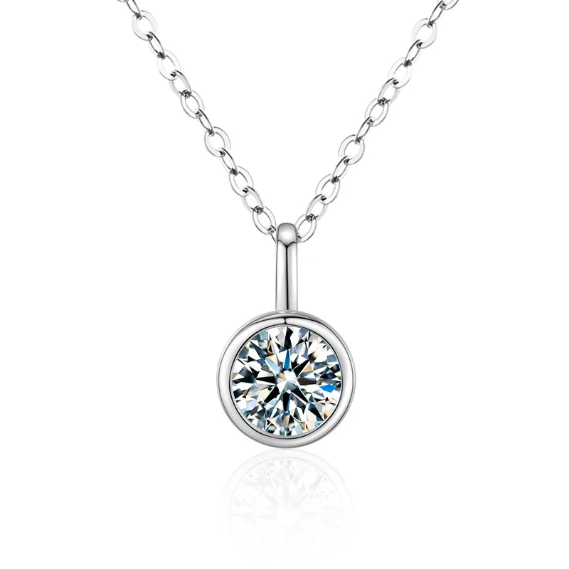 XMZ086  S925 Sterling Silver Halo Pendant Necklace With Sparkle Cubic Zirconia Diamond Women Luxury Elegant Neck Jewelry