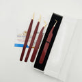 Stainless Steel Straight Eyelash Extension Tweezers Gold Tip With Red Diamond Grip Isolation Volume Type Beauty Tool