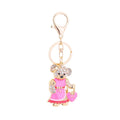 Gold Plate Metal Zinc Alloy Fancy Crystal Enamelled Cute Lovely Teddy Bear Pendant Car Key Chain Keychain for Bag Accessory