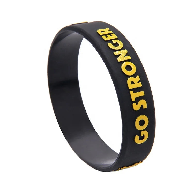 Make Your Own Name Pattern Thick Black Rubber Band Bracelets Online