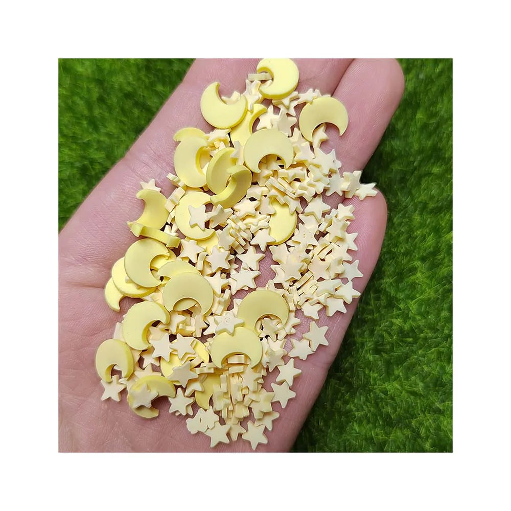 500g/lot Yellow Star Moon Polymer Clay Slices Sprinkles Nail Art Decor Slime Filler Accessories Yiwu Factory Supplier MegaBDM