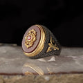 Hot Sale Men's 925 Sterling Silver Ottoman Style Ring Bi-Color Rhodium and Gold Plating Fine Jewelry Turkey RCEGYT-089