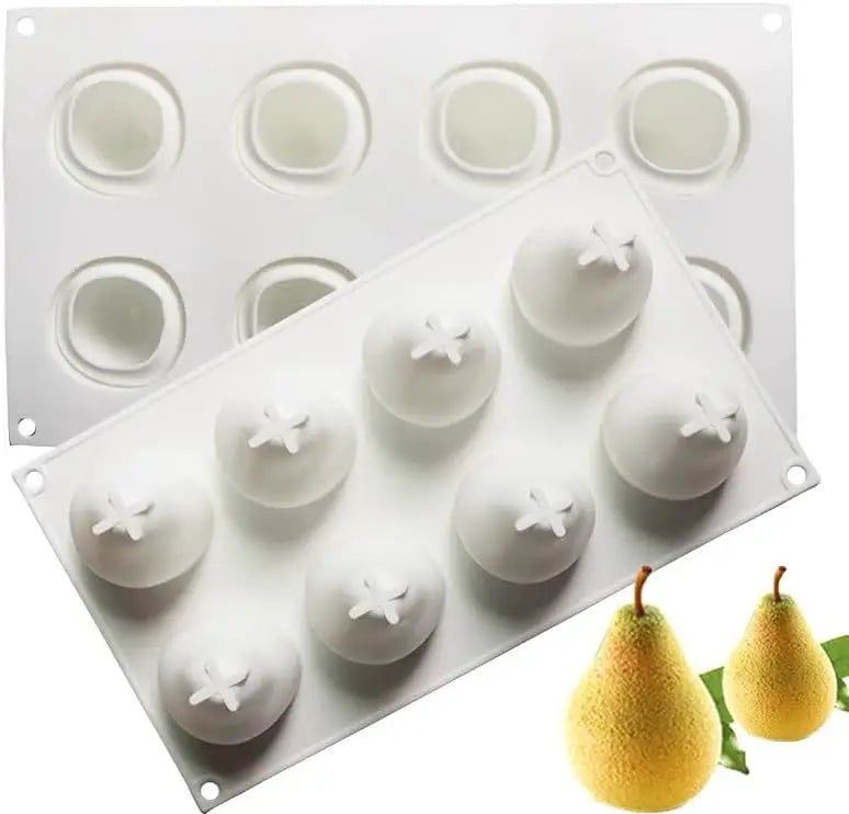8 Cavity 3D Pear Shaped Chocolate Mousse Molds Silicone Bakeware Mousse Mold  Soap Candle Mold Cake Decorating Tools
