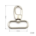 High Quality Metal Adjustable Hook Buckle Free Sample Verified Supplier 50mm Length Spring Snap Hook Swivel Carabiner Hook 38mm