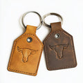 Bulk leather cow ear tag keychain custom logo printing embossed