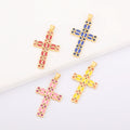 Wholesale Copper 18K Gold Plated Cross Zircon Pendant Multi-Color Enamel Religious Trendy Stable Supply Chain Distributors