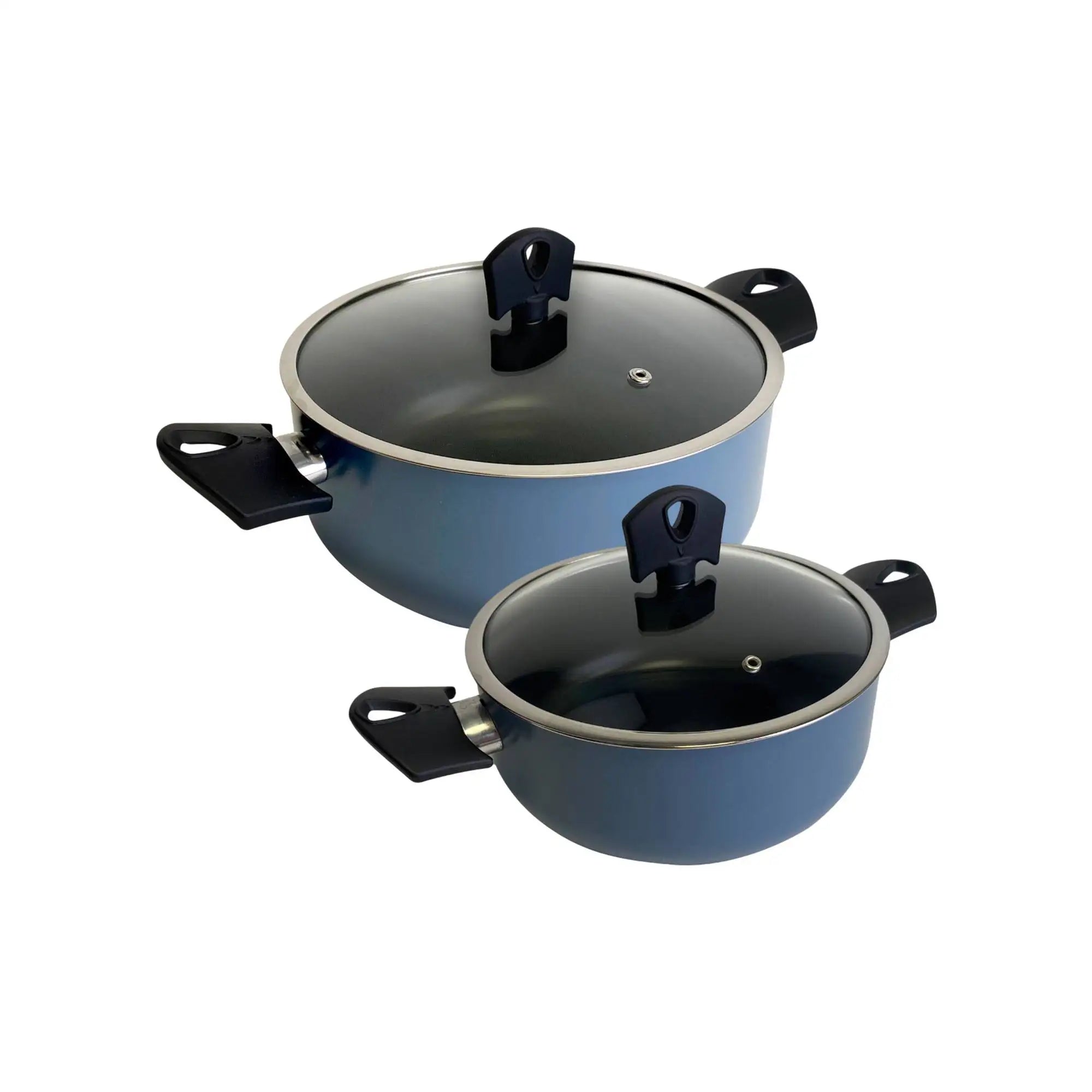 Set of 2 saucepans 20/24cm with lids in pressed aluminum blue NOIA San Ignacio