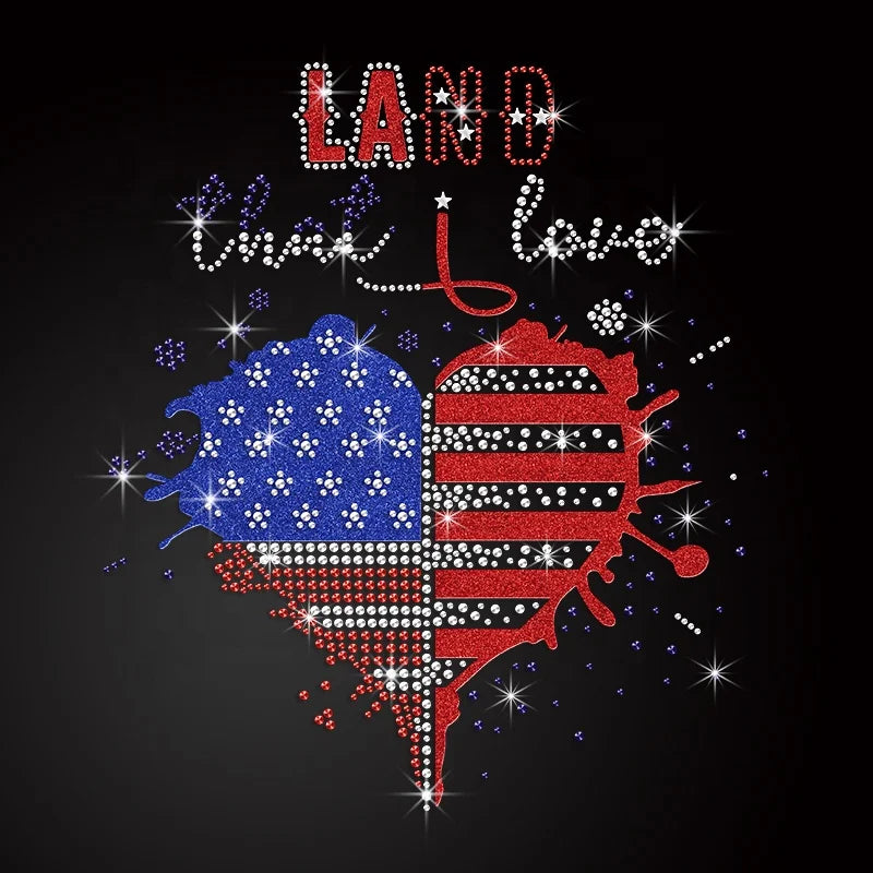 Manufacturer 4Th of July Rhinestone Transfer Rhinestone Iron on Custom