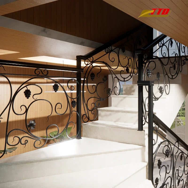 Elegant Modern Wrought Iron Stair Railings TTD Vietnam 1 Year Warranty Perfect Blend Safety Durability Villa Interior/Exterior