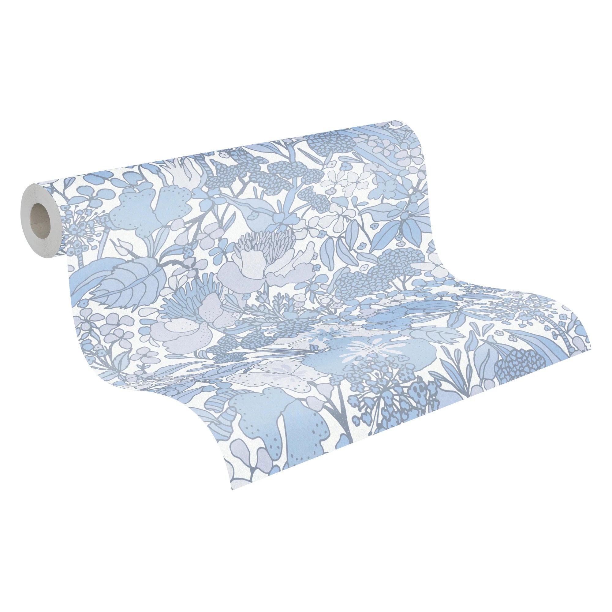 Made Germany Modern Luxury Non Woven Contract Wallpaper Rolls Jungle Blue Grey White Botanical Pattern Wash Light Resistant