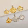 QIKU Gold/Silver Plated Shell Charm | Seashell Marine Charms with Zircon for Jewelry Making Wholesale Pendants & Findings