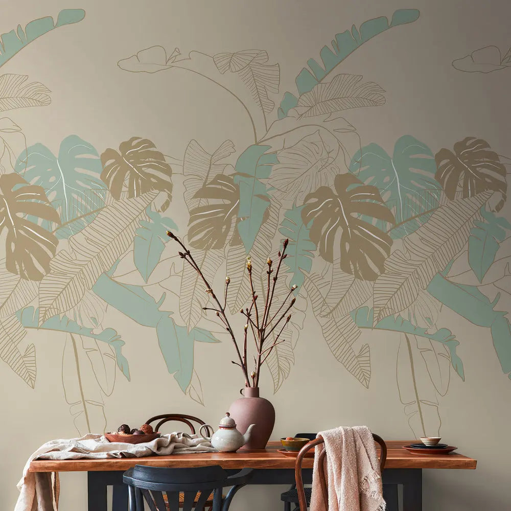 Made in Germany Photo Wallpaper Murals Jungle Beige Green Brown Non Woven Vinyl Wall Mural Floral for Hotel Bulk - 159 x 280 m