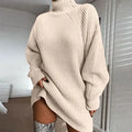 Custom OEM Women's Sweaters Turtleneck Sweater Dress Factory Private Label Knitwear Oversized Loose Warm Casual Long Sweaters