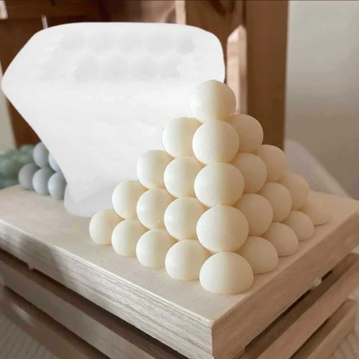 Pyramid bubble silicone candle mold suitable for candle making resin soap casting suitable for Bohemian style home decoration