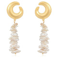 New Natural Petal Freshwater Pearl Tassel Pendant Moon Earrings Women's Vacation Jewelry Customization