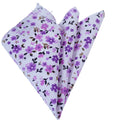 Lilac Purple Floral Cotton Woven Collar Handkerchief on White