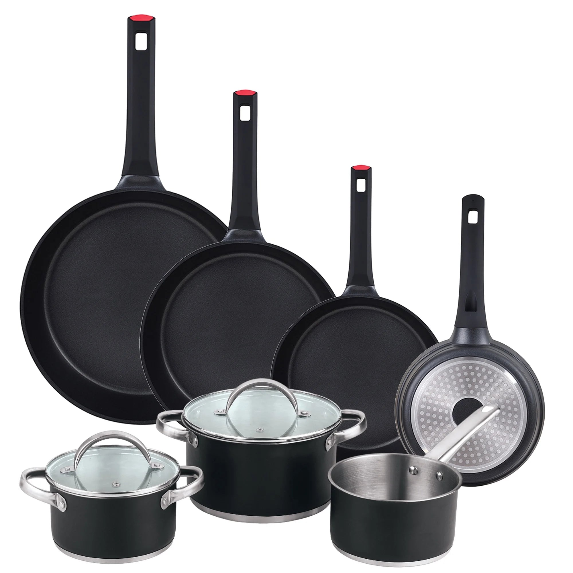 5pc Cookware Set 162024 with Lids + Set of Frying Pans 20242830 Cast Aluminum San Ignacio