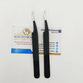 Shinny Black Diamond Grip Eco-Friendly 45 Degree Eyelash Extensions Tweezers Stainless Steel Beauty Volume Pointed Tip Type