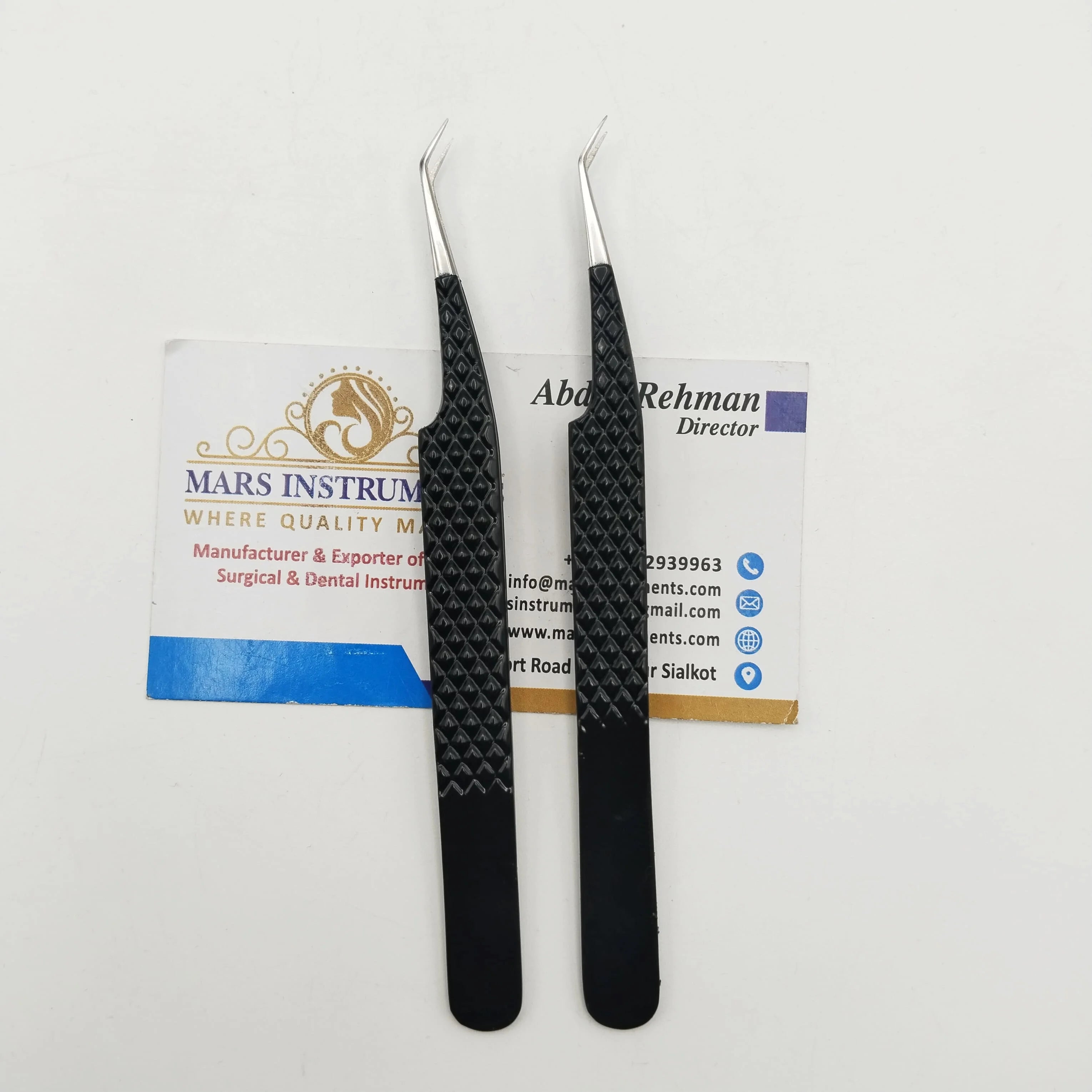 Shinny Black Diamond Grip Eco-Friendly 45 Degree Eyelash Extensions Tweezers Stainless Steel Beauty Volume Pointed Tip Type