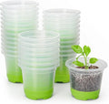 4" Reinforced Clear Nursery Pots with Silicone Base for Transplanting Clear Plastic Flowerpots Reusable Seedling Pots Green