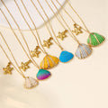 Summer Holiday Souvenir Ocean 18K Gold Plated Stainless Steel Beach Shell Pendant Necklace Accessories Jewelry for Women Girl