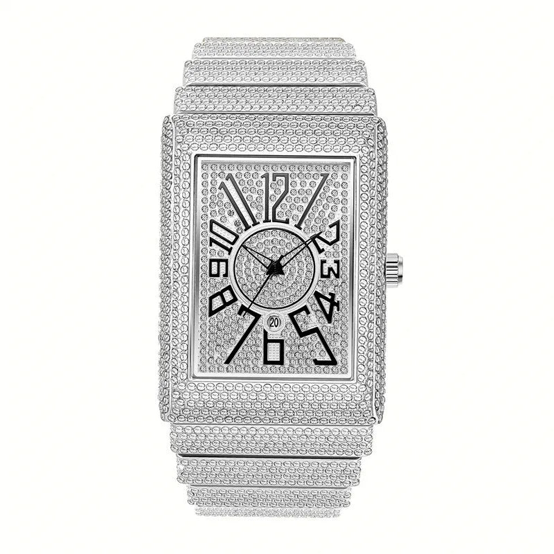 Fenyi Wholesale Fashion Retro High End Luxury square Plate Diamond Business Unique Design 40mm Glass Stainless Steel Quartzwatch