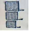 Custom Made Quilted Kantha Stitched Zippered 3 Piece Organic Cotton Pouch Set for Perfume Resale and Promotions