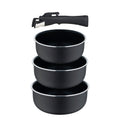 Bergner Click&Cook Set of 3 Saucepans 16/18/20cm Pressed Aluminum Black and Heat Dot + Detachable Handle
