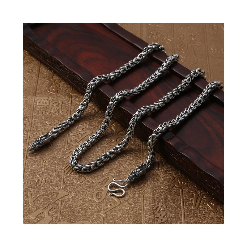 Trendy 925 Sterling Silver Men Jewelry Dragon Head Scale Men Necklace with Fashionable Design