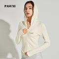 PASUXI Women's Hooded Sports Jacket Yoga Running Long Sleeve Quick Dry Gym Fitness Jacket 2025 New
