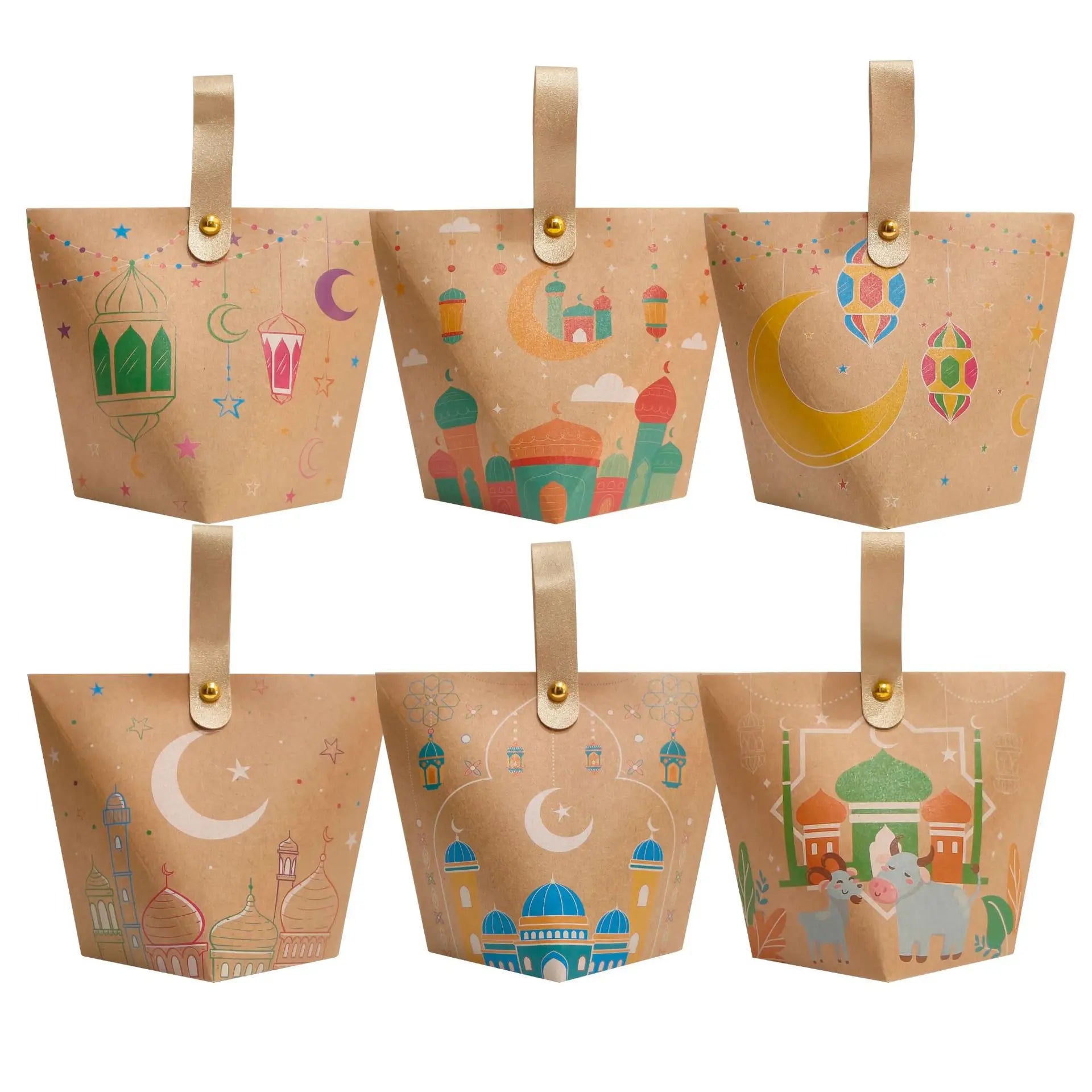 Eid Mubarak Pillow Shape Candy Box Ramadan Kareem Decoration for Home Gift Box 2024 Islamic Muslim Party Packaging Bags