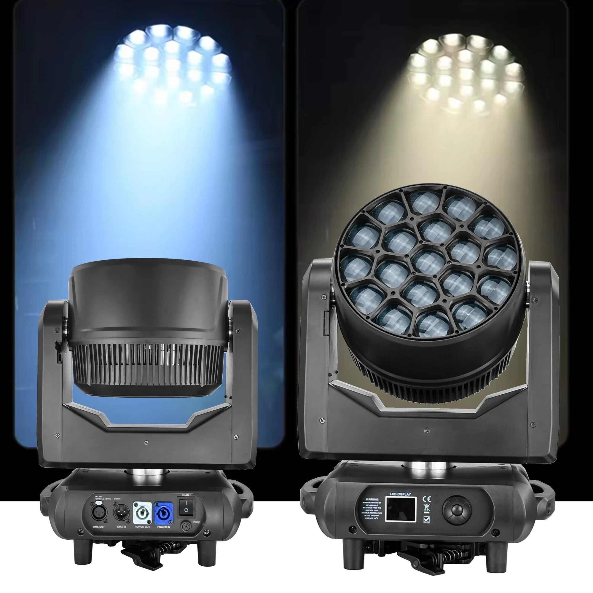 4-in-1 LED Moving Head Wash Light | 19x40W RGBW Motorized Zoom | Spot Beam Wash & Frost Effects for Club and Stage Shows