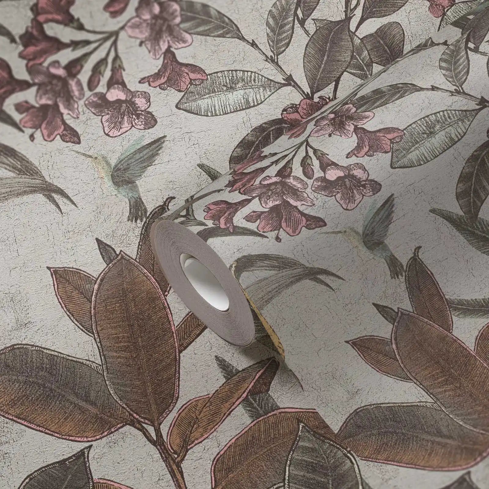 Made in Germany - Wallpaper rolls Jungle Green Cream Pink Yellow - Non Woven Vinyl - Wallpaper Parrot for Walls - 1005 x 053 m