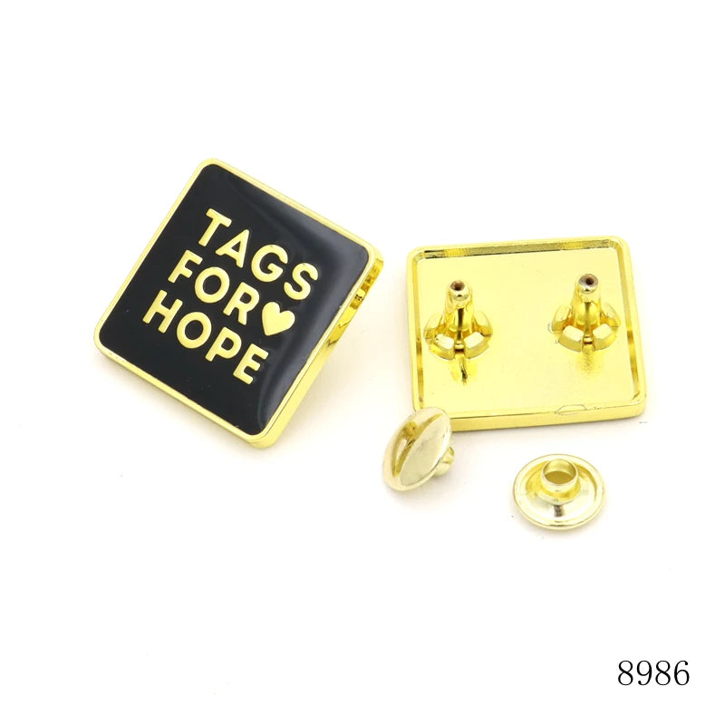 Luxury Custom Square Metal Logo Tag Heavy Epoxy with Strong Rivet Waterproof Heavy-duty Emblem