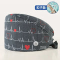 Caps With Buttons Elastic Bouffant Caps Nursing Surgical Cap Printed Scrub Working Hats With Sweatband Unisex Medical Uniforms