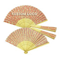 Wholesale Custom Printed Logo Folding Bamboo Hand Fan Plastic Nylon Bamboo Wedding Foldable Hand Fan Bamboo Hand Fan MegaBDM