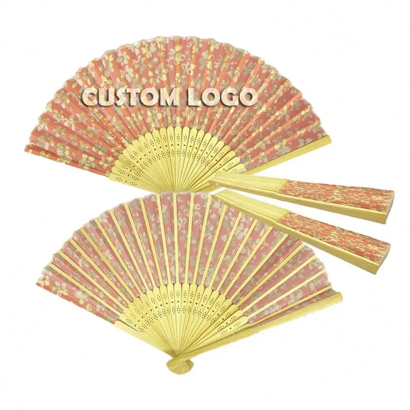 Wholesale Custom Printed Logo Folding Bamboo Hand Fan Plastic Nylon Bamboo Wedding Foldable Hand Fan Bamboo Hand Fan MegaBDM