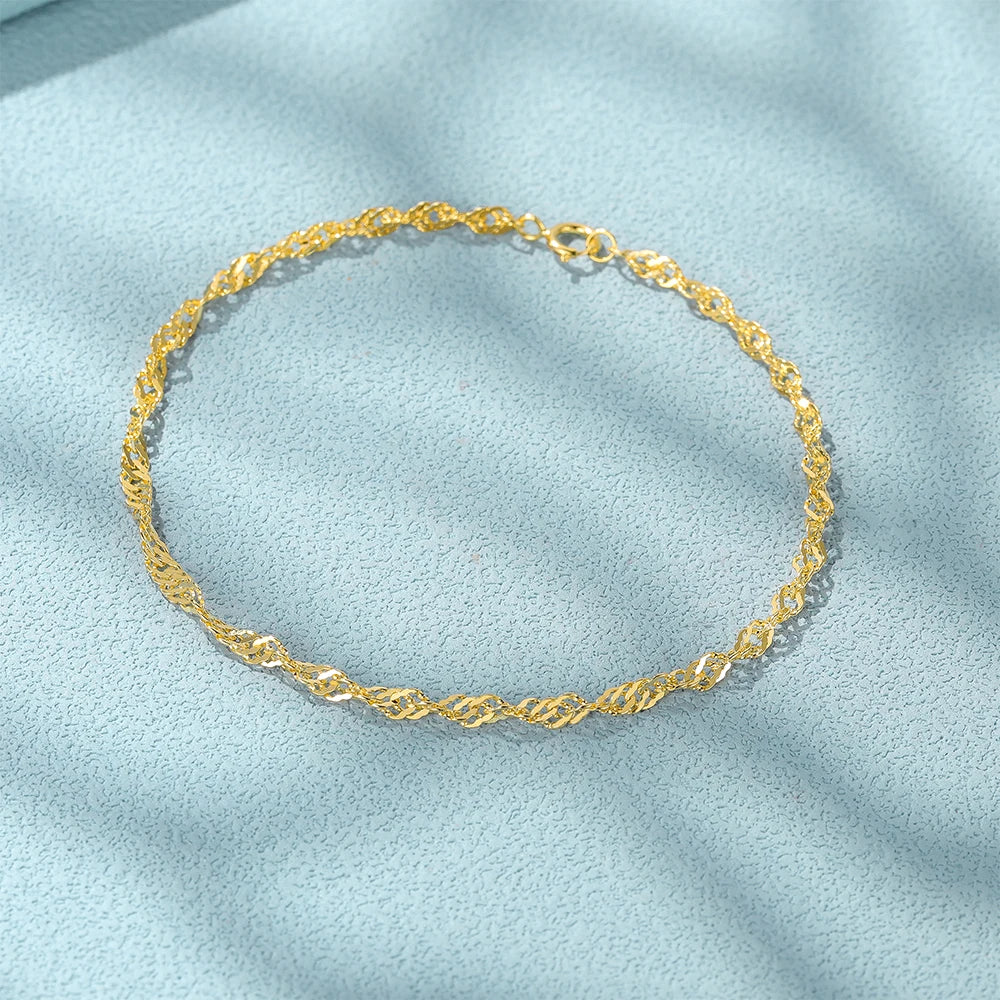 CANNER 2023 Simple Ins Style S925 Sterling Silver 18k Gold-Plated Figaro Chain Minimalist Byzantina Bracelet for Women Jewelry