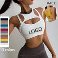Custom logo Breathable Full Coverage Bandeau Backless Training Sheer Running Sexy Fitness High Impact Yoga Sports Bras