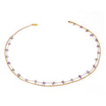 Ins Trendy Boho Jewelry Double Layer Necklace Gold Bead Chain Jewelry Amethyst Raw Stone Beaded Choker Necklace