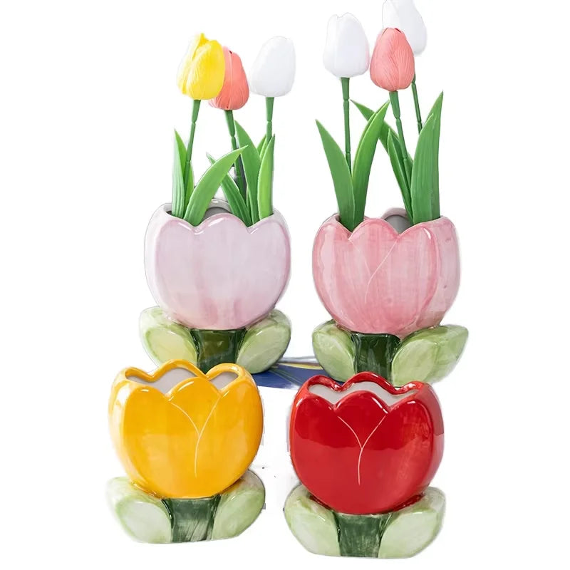 Handmade Lightweight Ceramic Vase Cute Decorative Floor Vase for Home Decor Wedding Plants & Succulents Pots Modern Design
