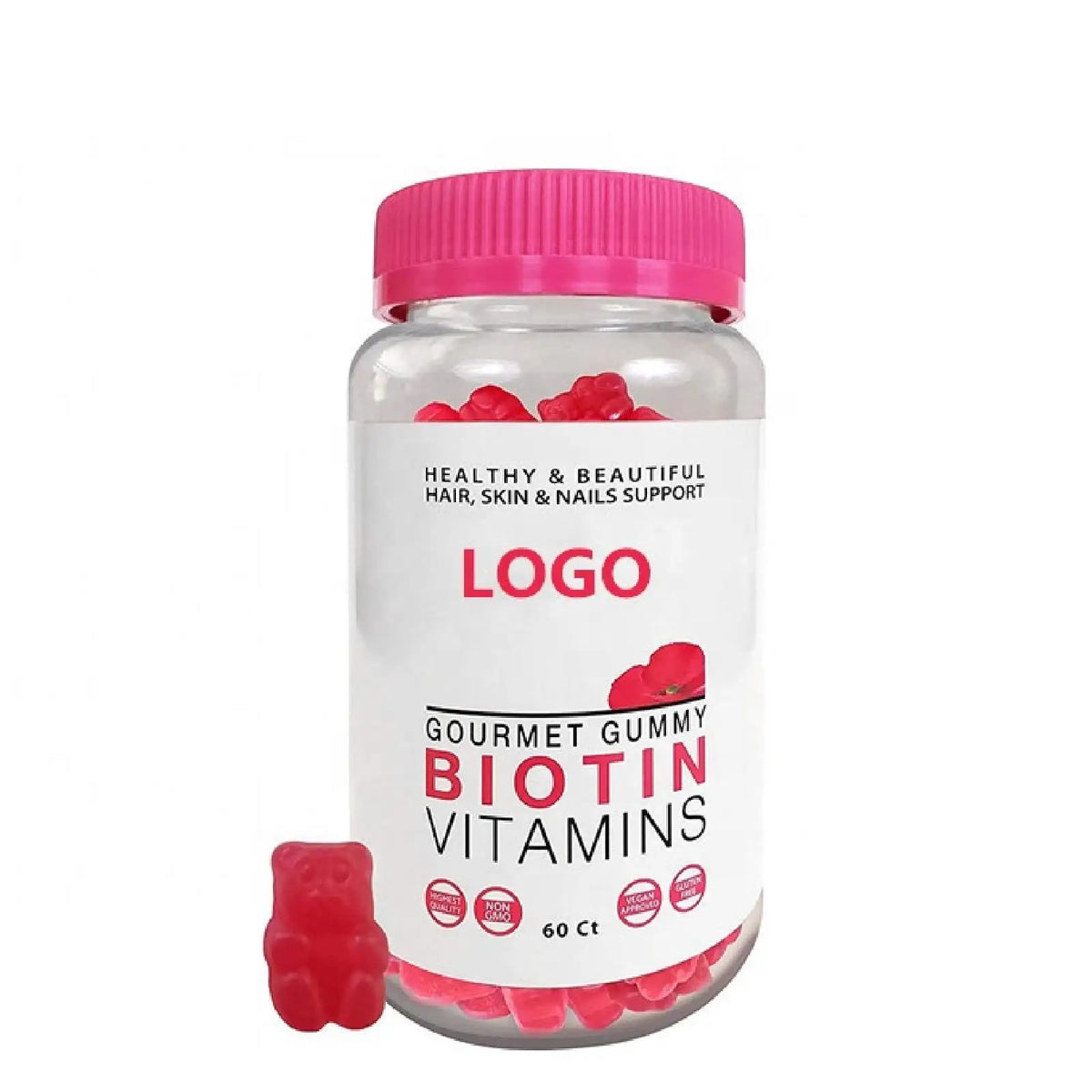 Private Label Berry Flavor Vegan tin Gummies For Healthy Beautiful Hair Skin Nails Support MegaBDM