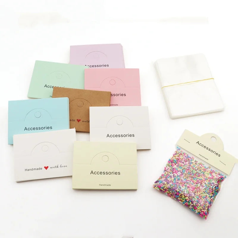 100pcs Jewelry Packaging Display Keychain Package Bag Packaging Card Necklace Clear Plastic Craft Bracelet Packaging Card Bags