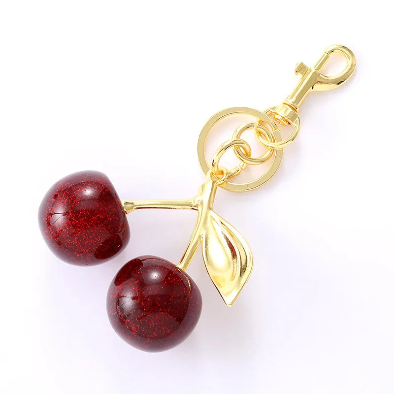 Manufacturers Direct Sales New Cherry Keychain Bag Pendant Women Bag Jewelry Beautiful Car Keychain 3D Crystal Cherry Keychain